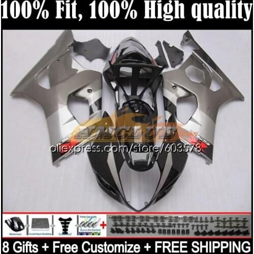 Injection For SUZUKI GSXR-1000 1000CC GSXR1000 K3 9CL.1 GSX-R1000 GSX R1000 03 04 GSXR 1000 CC 2003 2004 Fairing Silvery black