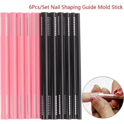 6Pcs/Set Artificial Form Builder Tips Acrylic C Curve Shaping Curving Sticks Tube French Rod Nail Art Tips UV Gel Manicure Tools