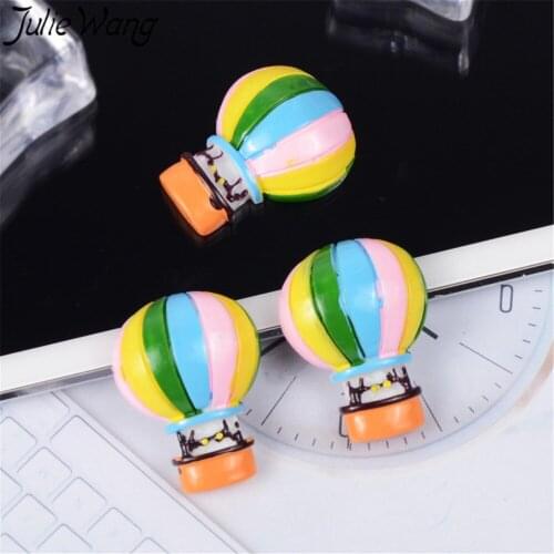 Julie Wang 10pcs/pack Resin Balloon Shape Rainbow Cartoon Charms fridge magnet Decor Jewelry DIY Making Accessories 2-3cm