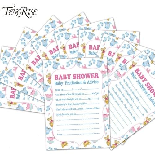 FENGRISE 10pcs Baby Shower New Mommy Prediction Advice Cards X Count Colorful Party Souvenir Game Card Its A Boy Girl Favors