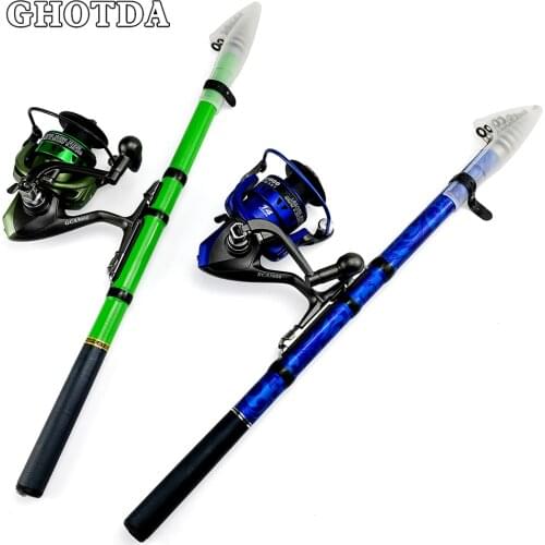 1.5m 1.8m 2.1m 2.4m 2.7m 3.0m Fishing Rod Reel Combo Kits Spinning Reel Pole Set with Spinning Fishing Reel