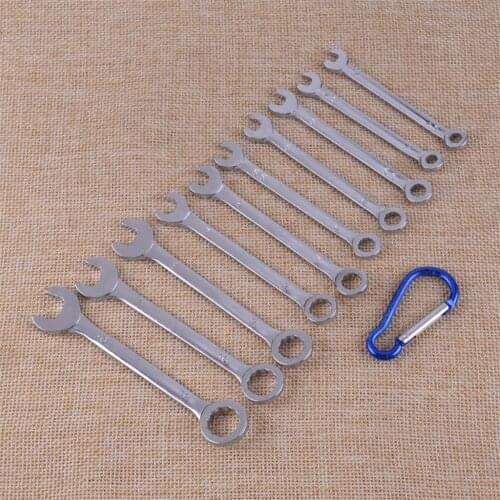 LETAOSK 10PCS Metal Professional Mini Combination Small Engineer Wrench Spanner Set 4-11mm Metric Hardwares with Hook