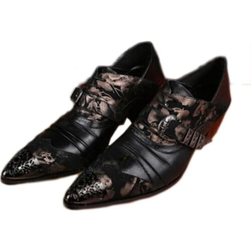 2021 Japanese Style Punk Rock Fashion leather Man shoes elevator shoes pointed toe personalized shoe man big size 45 46