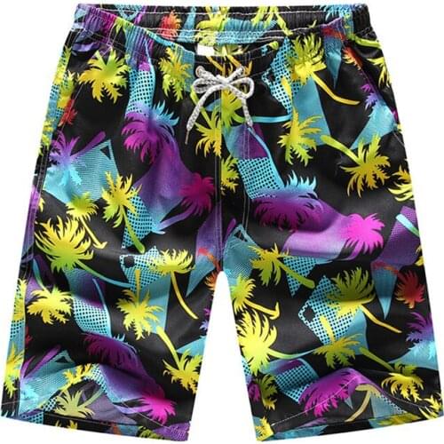 2019 men sport beach shorts Plus size pants Brand Surfing pants printed Color matching speed dry Swimming trunks swimwear #A