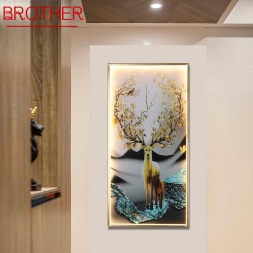 BROTHER Wall Sconces Lamps Contemporary Deer Figure LED Rectangle Mural Light Creative For Home