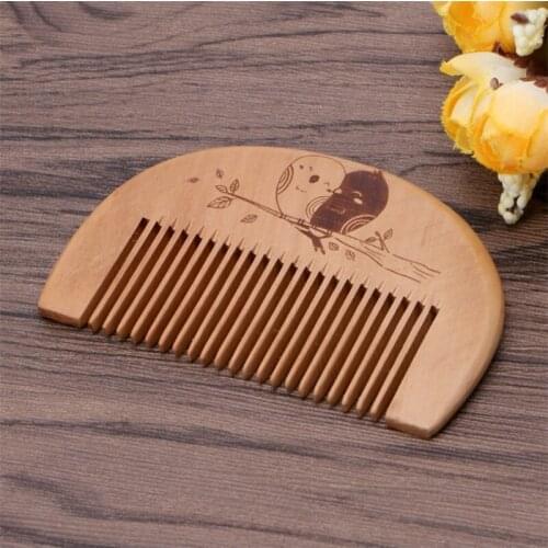 Natural Peach Wood Comb Close Teeth Anti-static Detangling Beard Comb Head Massage Hair Brush Hair Care Tools
