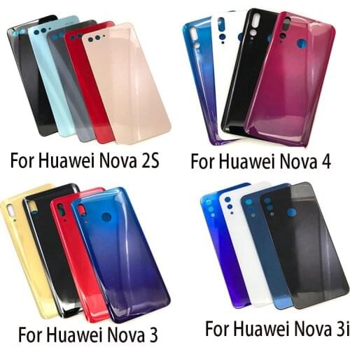 New Back Glass For Huawei Nova 4 3 3i 2 2S Back Glass Battery Cover Rear Door Housing Case Panel