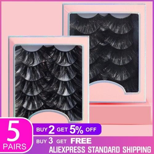 NEW 5Pair Fluffy Lashes 25mm 3d Mink Lashes Long Thick Natural False Eyelashes Lashes Vendors Makeup Mink Eyelashes