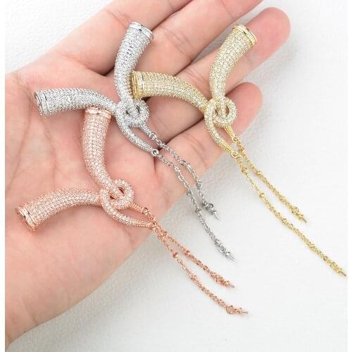 55x90mm gold plated pendant connector cubic zircon Micro Pave necklace pendant Jewelry DIY