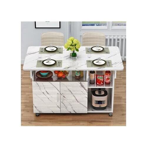 Simple folding table dining table small household 4-person dining table movable rectangular multifunctional side cabinet