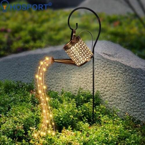 Hollow Wrought Iron Lamp Solar Watering Can Fairy Light Star Shower Garden Decoration Landscape Art Light Outdoor Yard Lawn