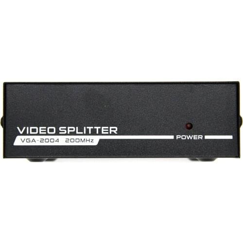 VGA Splitter 1x4 1 to 4 ports VGA Video Splitter 200MHz Support 1920x1440 with power adapter for PC
