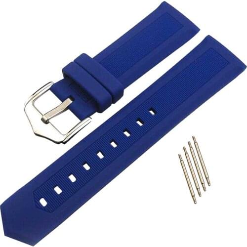 16mm-22mm Watch Band Strap,Silicone Watch Band with Spring Bar, Double Rubber Loops