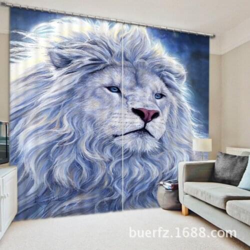2017 Lion Printing Luxury Blackout 3D Window Curtains For Bedding room Living room Hotel Drapes Cortinas Para Sala