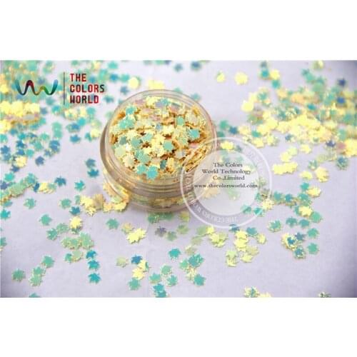 SFY04-14 Amazing Glitter Sequins Maple leaf shaped 4mm Size sequins for nail Art or DIY decoration