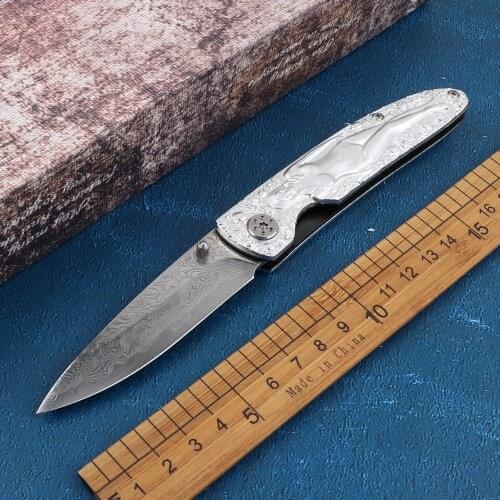 Damascus steel folding knife tactical hunting machine vG10 outdoor camping pocket multi-function walking self-defense knife
