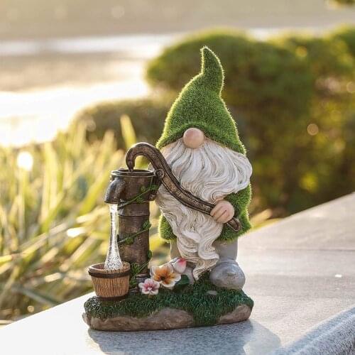 Outdoor Solar Garden Resin Ornaments Creative Dwarf Confucian Statue Garden Decoration Figuras Decorativas Desk Accessories