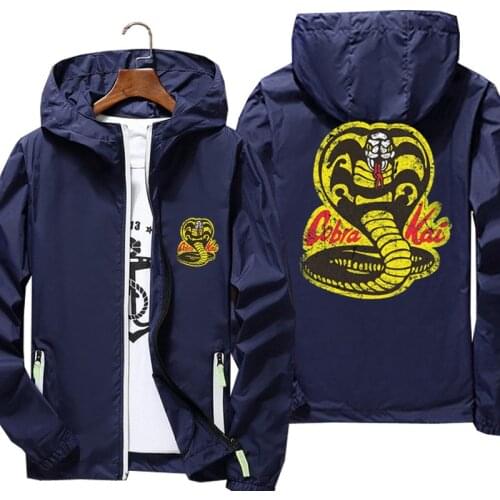 Cobra Kai No Mercy Mens Jacket Bomber Windbreaker Streetwear Coat Thin Reflective Sunscreen Jacket Ultra-light Oversized 7XL