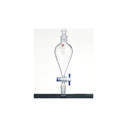 Funnel, Separatory, Capacity:100ml, Joints:14/20, PTFE stopcock:2mm, Stopper:Glass