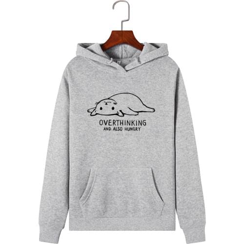 Women Hoodies Sweatshirts Hooded Sweatshirt Animal Cat Overthinking Letter Print Autumn Winter Top Pullover Female Hoodie Tops