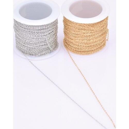 1M/Lot Stainless Steel 1mm Width Paper Clip Patterned Cross O Chain Sunglass Chain Necklace Bracelet For Women DIY Jewelry