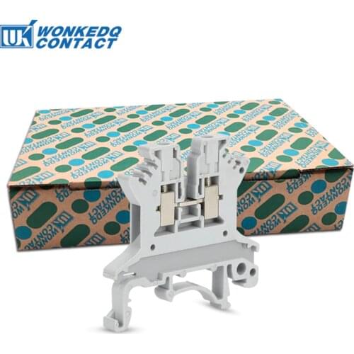 100pcs Din Rail Screw Terminal Block UK-1.5N Universal Class Connector Wire Connector Block Terminal Contact Blocks Strips