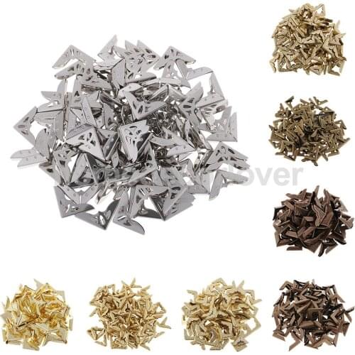 100 PCS Vintage Decorative Metal CORNER PROTECTORS for Scrapbook Photo Album Menus Folders Book Decoration Craft Nostalgic Retro