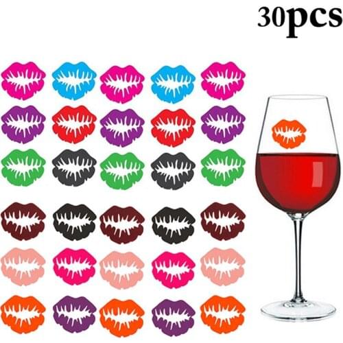 12pcs/30pcs Silicone Glass Wine Lip Shaped Label Marker Multi Color Recognizer Tea Mug Cup Marker Bottle Logo Party Supplies