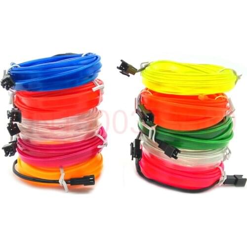 2M Cold Light Blue Red Yellow Orange Pink Green White EL Wire Flexible Neon Light Car Decorate With Cigarette lighter Drive