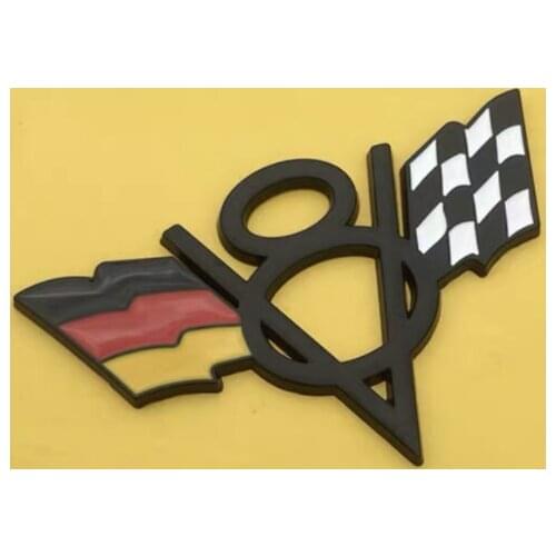 3D Metal Black Auto V8 Vintage Logo Germany Flag Trunk Emblem Badge Decals Sticker Car Accessories