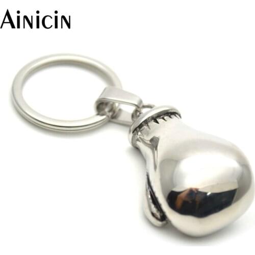 5pcs 316l Stainless Steel Jewelry Boxing Glove 75mm Key Holder fashion Mens Key Chain Birthday Gift For Box