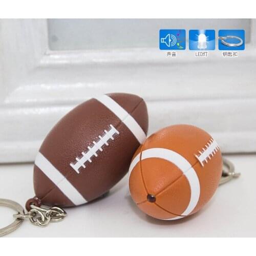 FREE SHIPPING BY DHL 100pcs/lot 2019 New LED Plastic Rugby Keychains with Sound American Football Keyrings for Gifts