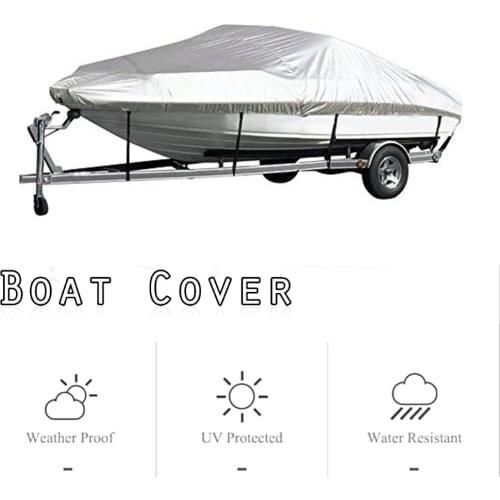 11FT-19FT​ 300D Oxford Fabric Trailerable Boat Cover Waterproof Fishing Ski Bass Speedboat V-shape Blue Boat Cover Accessories