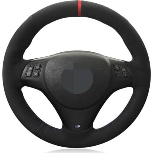 Black Suede Hand-Stitched Comfortable Soft Car Steering Wheel Cover For BMW M Sport M3 E90 E91 E92 E93 E87 E81 E82 E88 X1 E84
