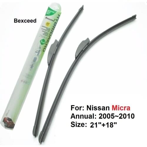 For Nissan Micra 21"+18" Bexceed of Car Windscreen Windshield Flat Wiper Blade 2005 2006 2007 2008 2009 2010