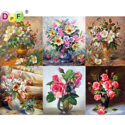DPF 5D Round full Diamond Embroidery Needlework magic cube Flowers Diamond painting Cross Stitch diamond Mosaic decor crafts