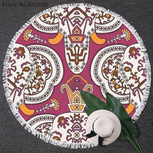 European Luxury Beach Towel Exotic Regalia Sea Beach Chair Yoga Matt Swimming Cover Outdoor Surfing Round Tassels Beach Towel