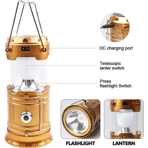 Camping lights USB rechargeable camping lights Outdoor indoor lights Lanterns Solar foldable lights emergency lights