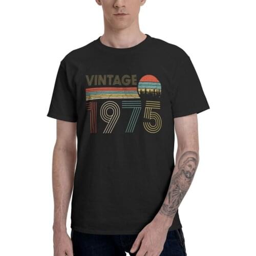 Vintage 1975 T-shirt Men Streetwear T Shirt Short Sleeve 100% Cotton 45 Years Old 45th Birthday Gift Tshirt Urban Tees Tops