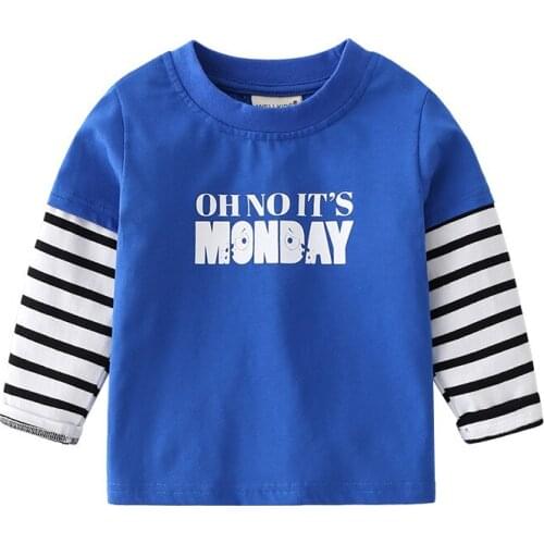 Striped Sleeve Boys T-shirts Summer Tops Long Sleeve Kids Tees Cotton Shirt Childrens Clothes