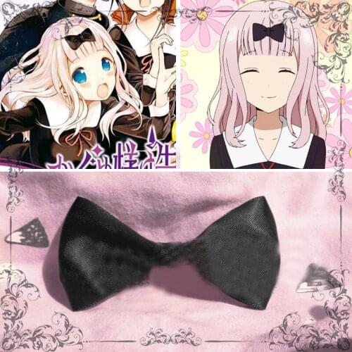 Kaguya-sama: Love Is War Fujiwara Chika Cosplay Black Bowknot Hairpin Hair Clip Headwear Halloween Costume Accessories