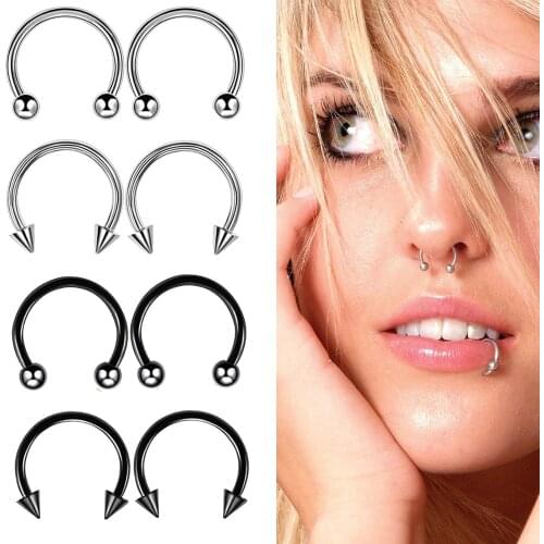6Pcs/lot 316L Stainless Steel Nose Ring Nose Piercings Helix Ear Piercing Women Men Septum Rings Body Piercing Jewelry