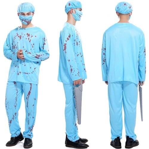 Free shipping Halloween masquerade costume cosplay costume horror male surgeon bloody clothing