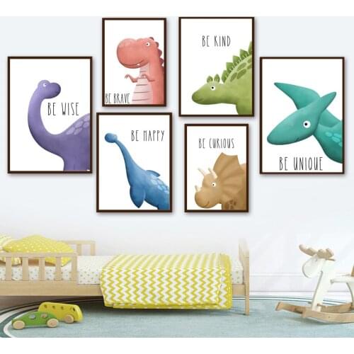 Cute Dinosaur Nursery Quotes Wall Art Prints Canvas Painting Gallery Nordic Posters And Prints Decor Pictures Baby Boy Girl Room