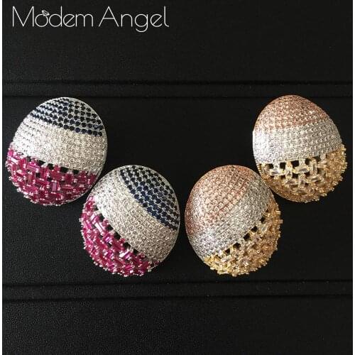 ModemAngel BIG Luxury Geometric Full Mirco Paved Micro Zirconia Women Bridal Dress Wedding Everyday Drop Earring Fashion Jewelry