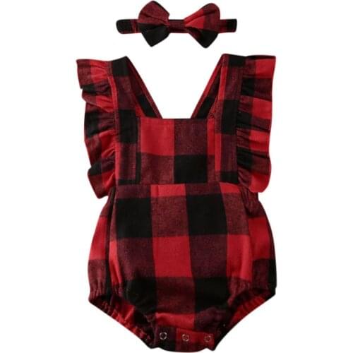 My First Christmas Infant Baby Girl Clothes Ruffle Romper Jumpsuit Headband Kids Xmas Outfit