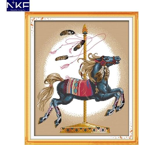 NKF Swing Cross Stitch Pattern DIY Handmade Craft Cross Stitch Set Embroidery Kit Animal Design Stitching Home Decor