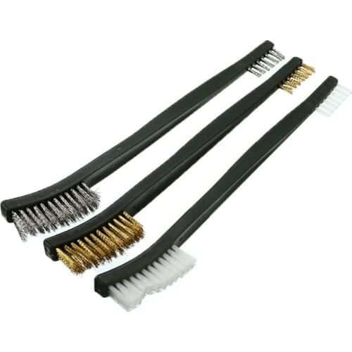 3Pcs Wire Brush Set Steel Brass Nylon Cleaning Polishing Metal Rust Brush Clean Tools Home Supplies Kits 17cm Mini Portable