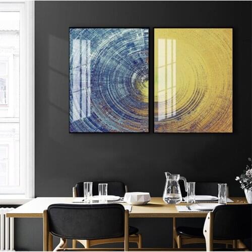 Prints Wall Art Pictures For Living Room Home Decor Abstract Blue And Yellow Circles Pattern Canvas Painting Modern Posters And