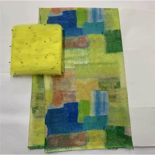 2021 Latest Design High Quality 100% Cotton African Lace Fabric 5+2 Yards/Set Printed Fabric For Womens Dresses!LXFO12155